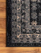 Unique Loom Taftan Collection Border Geometric Tribal Inspired Design Area Rug (7' 0 x 10' 0 Rectangular, Black/ Gray)