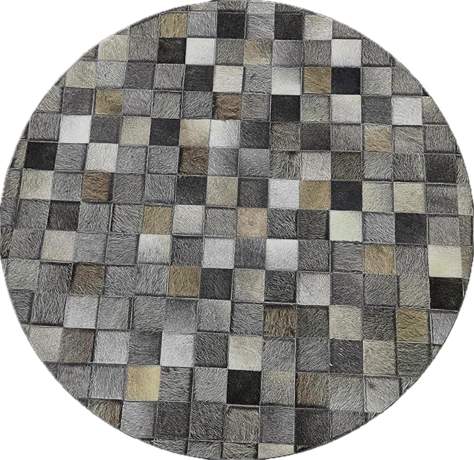 Round Area Rug – Soft Modern Carpet for Living Room, Bedroom, Entryway – Non-Slip Durable Floor Mat for Home Décor (Grey_8X8)