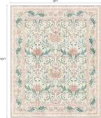 Bavni 8x10 Area Rugs for Living Room, Microfiber Machine Washable Non-Slip Vintage Floral Rug, Low Pile Lightweight Carpet for Bedroom, Dining Room, Home Office, Beige&Pink