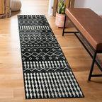 Rugshop Boho Black and White Tribal Area Rug – Geometric Diamond and Stripe Pattern Carpet for Living Room, Bedroom, or Entryway – Soft Modern Bohemian Floor Décor 2' 3" x 8' Runner Black
