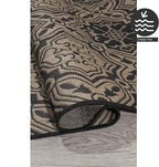FH Home Flat Woven Outdoor Rug - Waterproof, Easy to Clean, Stain resistant - Premium Polypropylene Yarn - Mosaic Tile - Patio, Deck, Porch, Balcony, Laundry - Messina - Charcoal - 3ft 11 in x 5ft 6in