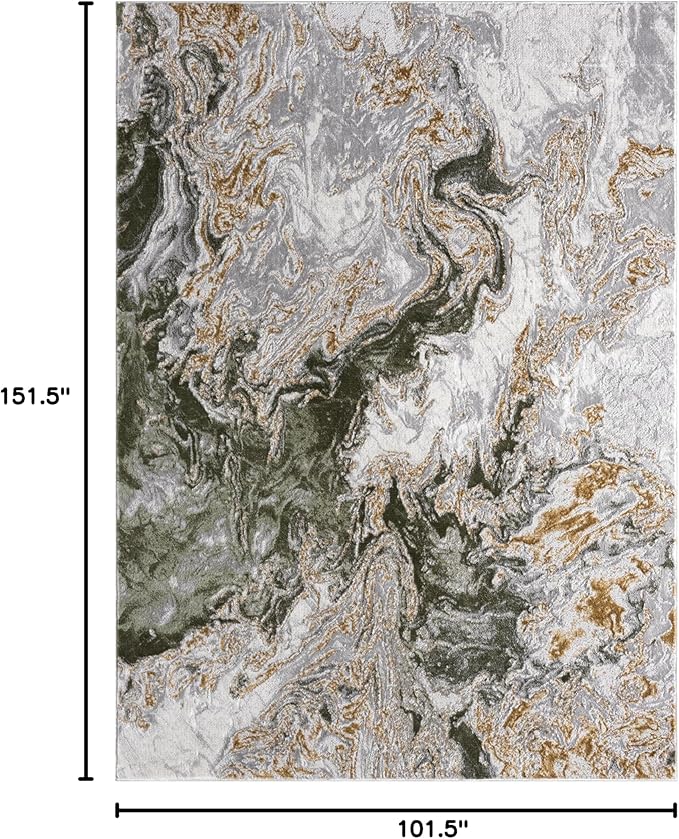 LUXE WEAVERS Marble Swirl Abstract Area Rug, Green 9x12