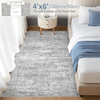 Area Rug Living Room Rugs - 4x6 Large Soft Indoor Neutral Modern Abstract Low Pile Washable Rug Carpet for Bedroom Dining Room Farmhouse Home Office - Vintage Grey