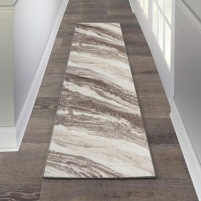 LUXE WEAVERS Lagos Collection 7983 Brown 2x7 Art Deco Geometric Area Rug