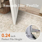 Hallway Runner Rug 2x6 Washable Beige Vintage Distressed Long Runner Oriental Soft Thin Indoor Carpet Non Slip Low Pile Throw Rug for Kitchen Bedroom Laundry Bedside Entryway