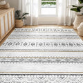 BESTSWEETIE 6x9 Area Rugs for Living Room Washable Moroccan Farmhouse Neutral Geometric Low Pile Non-Slip Soft Print Pattern Rug for Bedroom Kitchen Dining Room Entryway Black/Brown