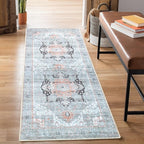 Bloom Rugs Washable Non-Slip 12 ft Runner - Gray/Coral Pink Traditional Runner for Entryway, Hallway, Bathroom, and Kitchen - Exact Size: 2.5' x 12'