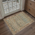 Entryway Area Rug 2x3 Washable Vintage Carpet Non Slip Indoor Kitchen Door Mat Retro Traditional Entrance Accent Throw Small Rug Brick Red for Bathroom Office Bedroom Dining Living Room