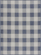 CAMILSON Outdoor Rug - Modern Area Rugs for Indoor and Outdoor Patios, Kitchen and Hallway mats - Easy Cleaning Non Shedding Washable Outside Carpet (6x9, Buffalo - Blue/White)