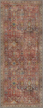 2x5 Runner Rug Machine Washable Boho Runners for Hallway,Ultra-Thin Low Pile Rug,Lightweight Indoor Carpet,Non Slip Floral Runners for Enrtyway, Corridor, Home Office, Kitchen,Burgundy Red