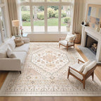 zesthome 9x12 Area Rugs for Living Room,Non-Slip Backing Washable Rugs,Vintage Large Area Rug，Stain Resistant Home Decor Rug