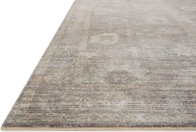 Loloi Magnolia Home by Joanna Gaines Millie Collection MIE-05 Stone/Natural 7'-10" x 7'-10", .25" Pile Height, Round Area Rug