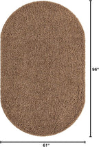 Unique Loom Solid Shag Collection Area Rug (5' 1" x 8' Oval, Sandy Brown)