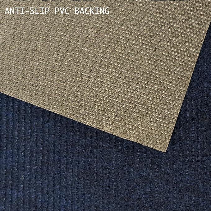 English Home Custom Size Anti Slip Striped Design Light Weight Durable TPR Backing Thin Pile Runner Rug (36" x 10')