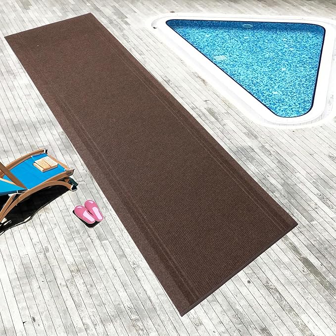 English Home Custom Size Non Slip Striped Design Light Weight Durable PVC Backing Thin Pile Runner Rug (36" x 2')