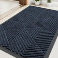 Kitinjoy Front Door Mat Outside Entrance, Sturdy Natural Dirt Trapper, Heavy Duty Rubber Doormat, Low Profile Non-Slip Backing, Easy Clean Floor Mat for Indoor Outdoor Entry, 35X23 Inch, Navy Blue