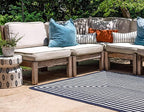Unique Loom Sabrina Soto Outdoor Collection Geometric, Modern, Vibrant, Carved Area Rug (5' 0 x 8' 0 Rectangular, Navy Blue/ Ivory)