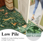 DUKINO 2x6 Rug for Hallway, Washable Kitchen Runner Rug with Non Slip Backing, Soft Low Pile Vintage Animal Runner for Bedroom, Kitchen, Hallway, Entryway, Laundry, Green