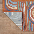 CAMILSON Indoor Outdoor Rug, Orange 6x9 Geometric Arch Striped Area Rugs for Patio and Home Areas, Easy-Cleaning Non-Shedding Living Room, Garden and Deck Washable Outside Carpet (6 x 9)