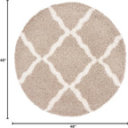 SAFAVIEH Dallas Shag Collection Area Rug - 4' Round, Beige & Ivory, Trellis Design, Non-Shedding & Easy Care, 1.5-inch Thick Ideal for High Traffic Areas in Living Room, Bedroom (SGD257D)