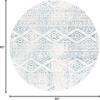 SAFAVIEH Tulum Collection Area Rug - 5' Round, Ivory & Turquoise, Moroccan Boho Tribal Design, Non-Shedding & Easy to Clean, Ideal for Living Room, Bedroom, Dining Space (TUL272E)