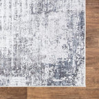 Bloom Rugs Washable Non-Slip 10 ft Runner - Gray/Charcoal/Blue Modern Abstract Runner for Entryway, Hallway, Bathroom, and Kitchen - Exact Size: 2.5' x 10'