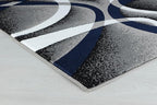 GLORY RUGS Area Rug 8x10 Navy Door Mat Modern Swirls Carpet Bedroom Living Room Contemporary Dining Accent Sevilla Collection 4816