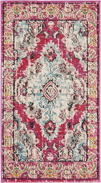 SAFAVIEH Monaco Collection Accent Rug - 2'2" x 4', Pink & Multi, Boho Medallion Distressed Design, Non-Shedding & Easy Care, Ideal for High Traffic Areas in Entryway, Living Room, Bedroom (MNC243D)