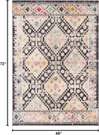 SAFAVIEH Madison Collection Accent Rug - 4' x 6', Black & Yellow, Boho Diamond Distressed Design, Non-Shedding & Easy Care, Ideal for High Traffic Areas in Entryway, Living Room, Bedroom (MAD418Z)