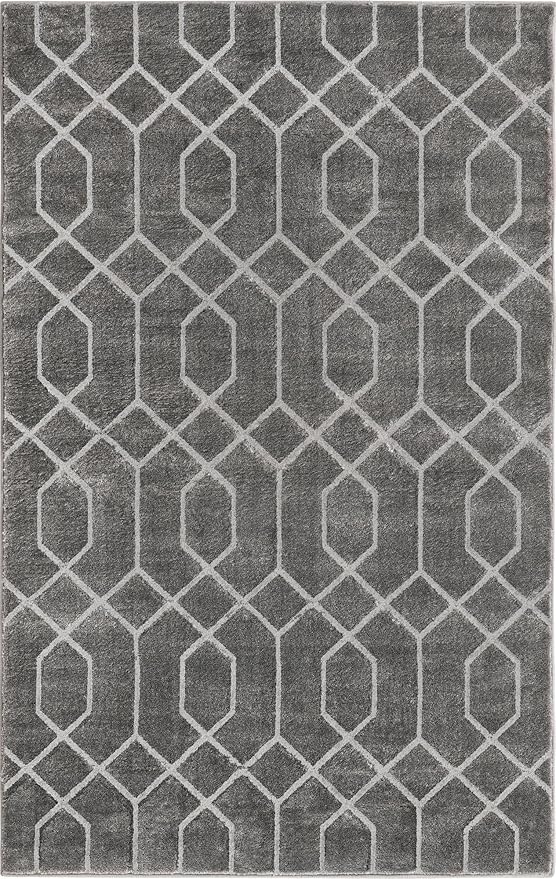 Marilyn Monroe Glam Collection Area Rug - Trellis (3' 3" x 5' 3" Rectangle, Gray Silver/ Silver)