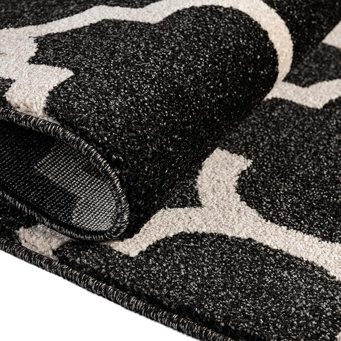 Rugs.com Lattice Collection Rug – 5' x 8' Black Medium Rug Perfect for Bedrooms, Dining Rooms, Living Rooms