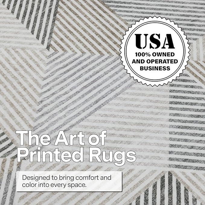 ReaLife Rugs Machine Washable Area Rug - Living Room Bedroom Bathroom Kitchen Entryway Office - Padded Crease Free Stain Resistant Premium - Modern Geometric Contemporary- Miles- Beige - 2'x 3'