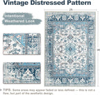 XWZO Entryway Area Rug 2x3ft — Soft Vintage Low Pile Door Floor Mat with Non Slip Backing for Bedroom Bathroom Kitchen Laundry, Spill Resistant Washable Small Indoor Carpet for Doorway Entrance, Blue