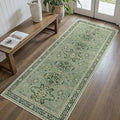Bavni Washable Runners for Hallways 2X10, Ultra-Thin Non Slip Long Runner Rug, Print Vintage Aesthetic Carpet Runner, Low Pile Rugs for Kitchen Porch Bedroom, Green