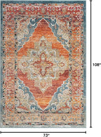 Unique Loom Isabella Collection Area Rug - Rossellini (6' 1" x 9' Rectangle, Rust Red/ Beige)