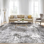 5x8 Area Rug Living Room: Machine Washable Large Abstract Modern Soft Rugs Stain Resistant Indoor Floor Non Slip Accent Carpet for Bedroom Nursery Playroom Dining Room Office Dorm Home- Black Grey