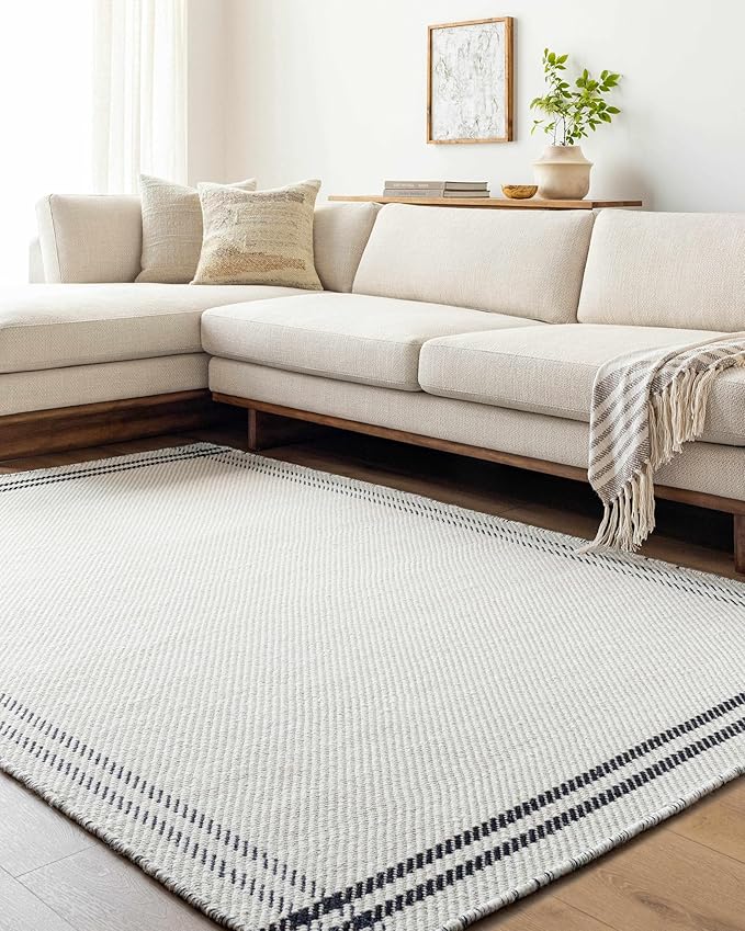 Mark&Day Wool Rugs, 8x10 Janmichael Cottage Light Silver/Black Area Rug, Silver Black Carpet for Living Room, Bedroom or Kitchen (8' x 10')