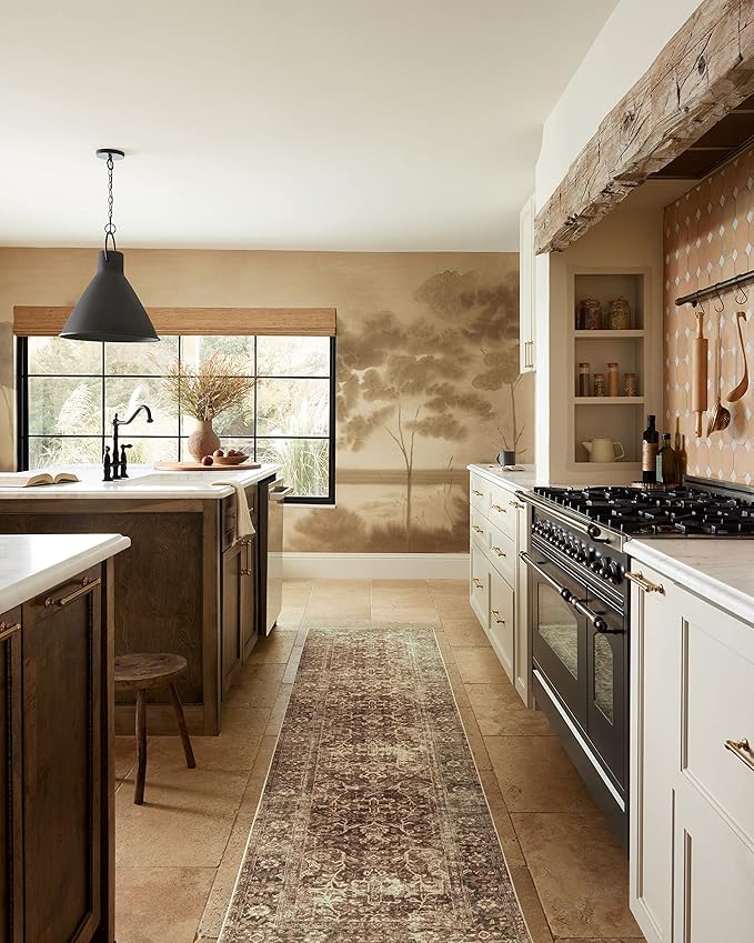 Loloi Magnolia Home by Joanna Gaines Sinclair Collection SIN-01 Rust/Lagoon 2'-3" x 11'-6", .25" Pile Height, Machine Washable, Runner Rug