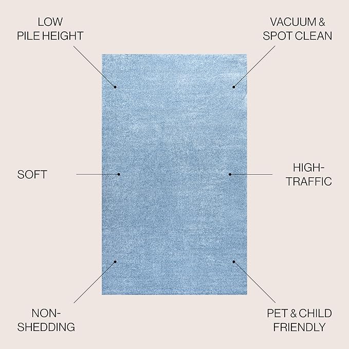 JONATHAN Y Haze Solid Low-Pile Classic Blue Indoor Area Rug 4x6, Coastal,Bohemian,Minimalist,Classic, Easy-Cleaning for Living Room,Bedroom,Kitchen,Pet Friendly,Non-Shedding (SEU100F-4)