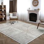Bloom Rugs Washable Non-Slip 9' x 12' Rug - Brown Striped Area Rug for Living Room, Bedroom, Dining Room, and Kitchen - Exact Size: 9' x 12'