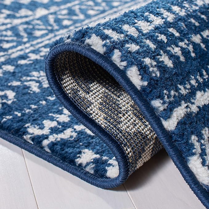 SAFAVIEH Tulum Collection Runner Rug - 2' x 13', Navy & Ivory, Moroccan Boho Tribal Design, Non-Shedding & Easy to Clean, Ideal for Living Room, Hallway, Foyer, Bedroom (TUL272N)