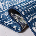 SAFAVIEH Tulum Collection Area Rug - 5' Square, Navy & Ivory, Moroccan Boho Tribal Design, Non-Shedding & Easy to Clean, Ideal for Living Room, Bedroom, Dining Space (TUL272N)