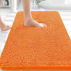 OLANLY Bathroom Rugs 36x24, Extra Soft Absorbent Chenille Bath Rugs, Rubber Backing Quick Dry, Machine Washable Bath Mats for Bathroom Floor, Tub and Shower, Home Decor Accessories, Orange