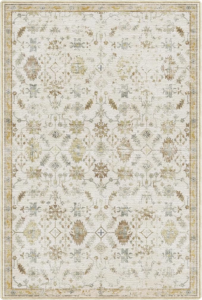 LUMI 8x10 Washable Area Rug for Living Room, Ultra Soft Traditional Vintage Rugs Non Slip with Rubber Backing, Low Profile, High Traffic, Stain Resistant Carpets, Ideal for Bedroom, Dining Room