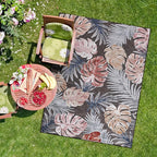 CAMILSON Indoor Outdoor Rug, Brown 10’x14’ Leaf Tropical Botanical Area Rugs for Indoor and Outdoor patios, Easy-Cleaning Non-Shedding Living Room, Garden and Kitchen Washable Outside Carpet (10x14)