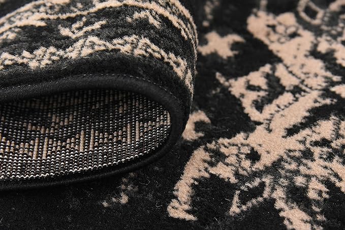 Unique Loom Taftan Collection Border Geometric Tribal Inspired Design Area Rug (2' 2 x 8' 2 Runner, Black/ Gray)