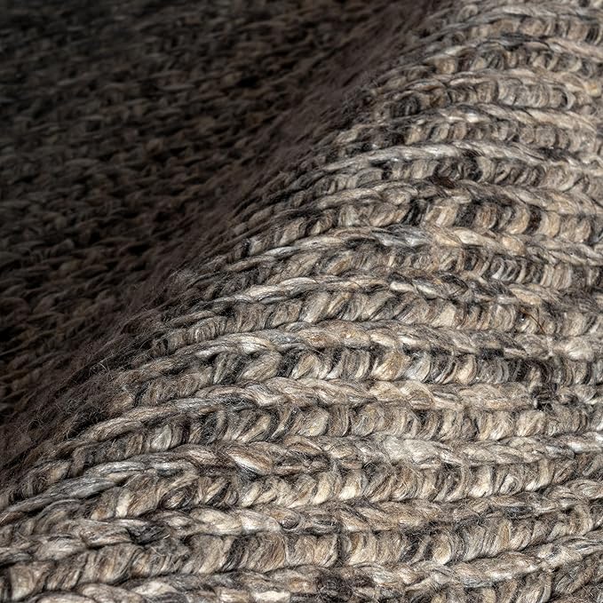 Nuloom Penelope Grey/Brown, 5' x 8', Hand-Braided, Wool & Cotton, Soft and Textured, High Traffic, Stain Resistant, Easy Clean, Durable Area Rug for Bedroom, Living Room, Dining, Foyer, Entryway