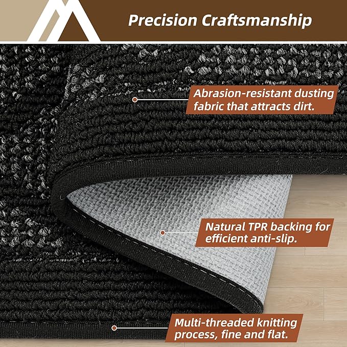 COSY HOMEER Non-Slip Door Mat 36"x60", Entryway Rugs Low Profile Absorbent Dirt Trapper Doormat for Front Entrance, Washable Polypropylene Entry Mat (Black)