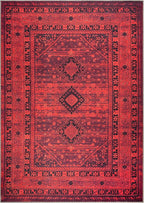 Bloom Rugs Washable Non-Slip 8' x 10' Rug - Red Traditional Bordered Area Rug for Living Room, Bedroom, Dining Room, and Kitchen - Exact Size: 8' x 10'