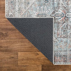 Bloom Rugs Washable Non-Slip 6' x 9' Rug - Light Pink/Light Blue Traditional Medallion Area Rug for Living Room, Bedroom, Dining Room, and Kitchen - Exact Size: 6' x 9'